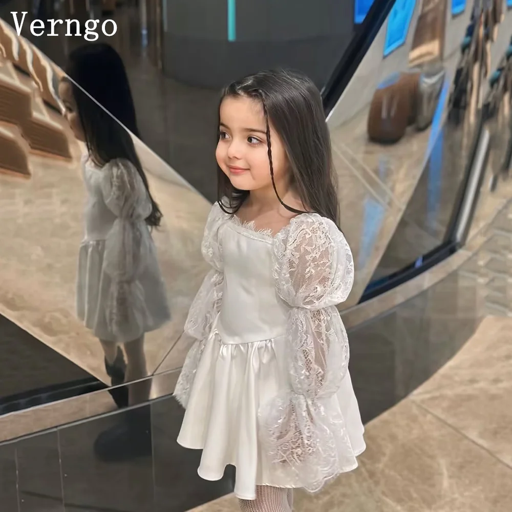 

Verngo lvroy Lace Kid Birthday Party Dress Square Collar A Line Princess Arabia Girl Flowers Dress Celebrity Customized