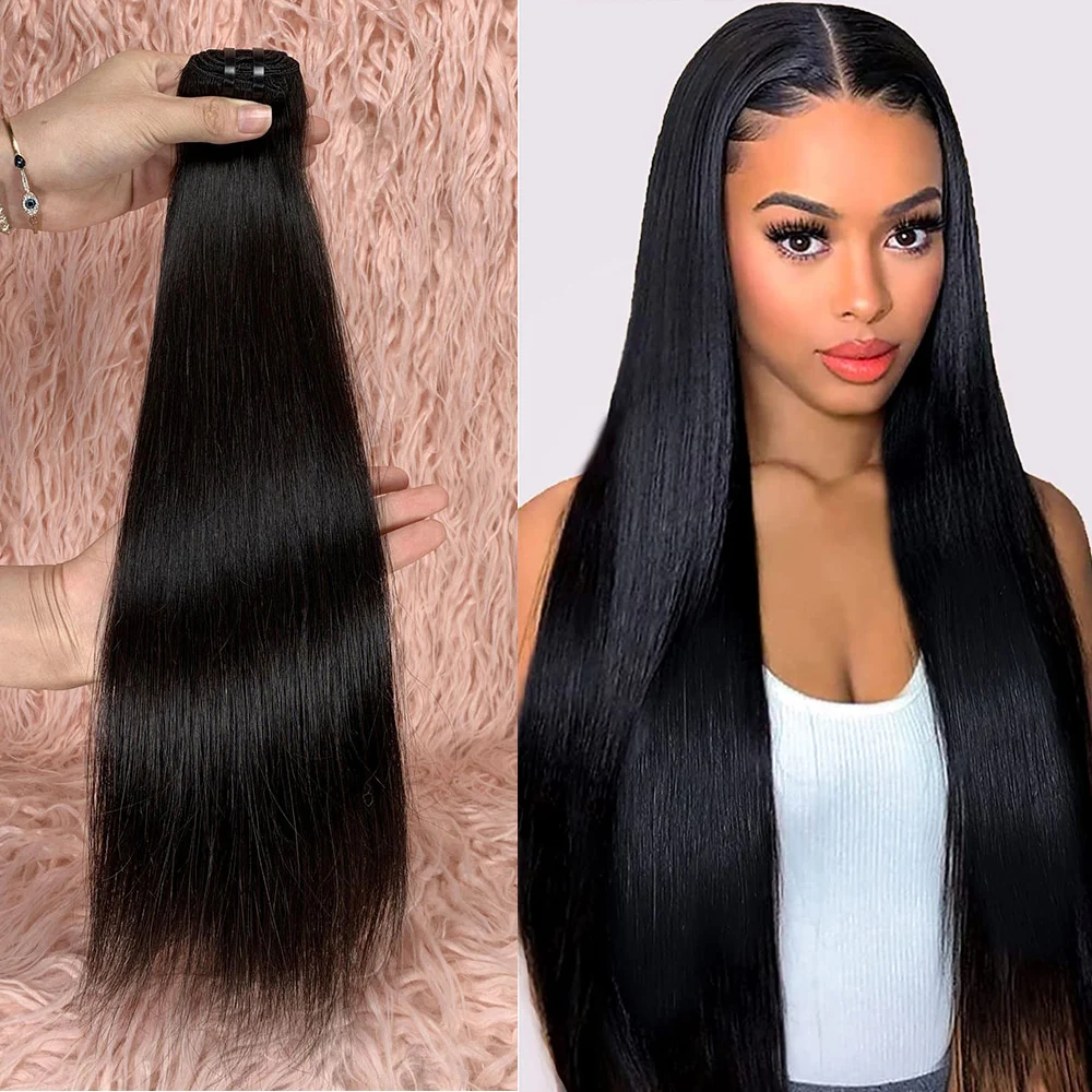 

Super Double Drawn Virgin Human Hair Bundles Malaysian Bone Straight Raw Hair Extensions Natural Color Bundles Human Hair