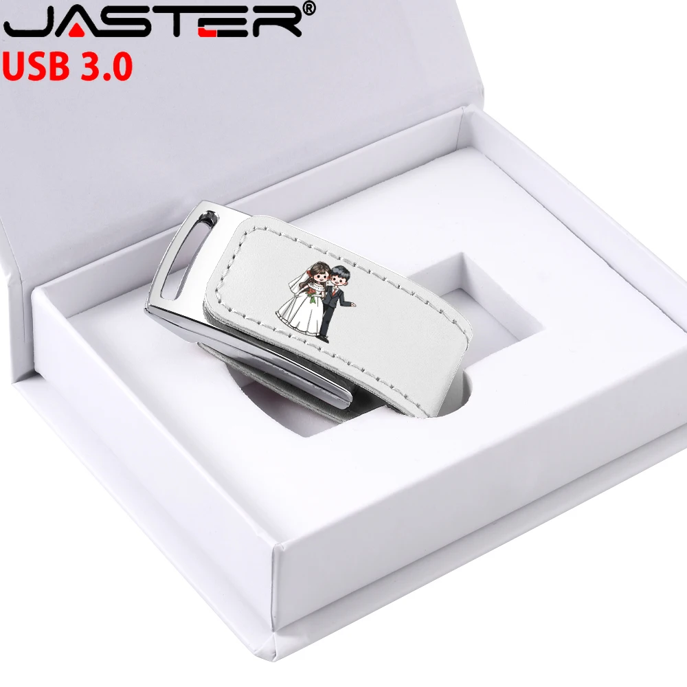 High Speed Shell Leather USB 3.0 Flash Drive 128GB Free Color Printing Logo Pen Drive 64GB Memory Stick Photography Wedding Gift