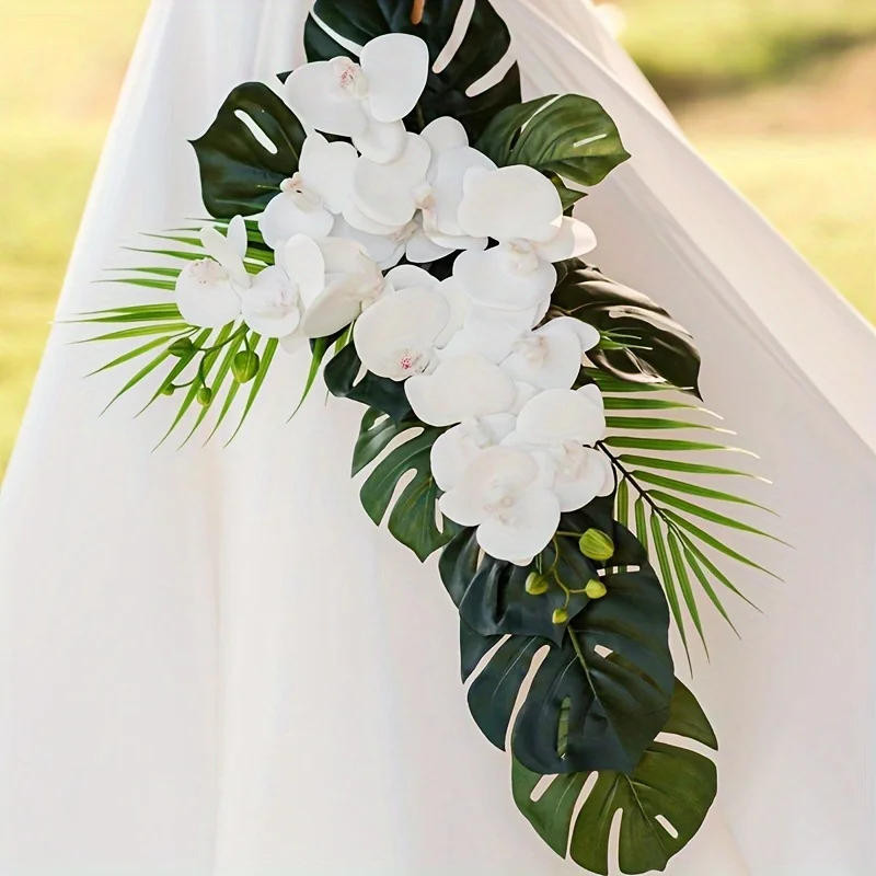 1pc Artificial Palm Leaves - Turtle Leaf for autumn and winter, Thanksgiving Theme Party, Wedding & Birthday Table Decorations