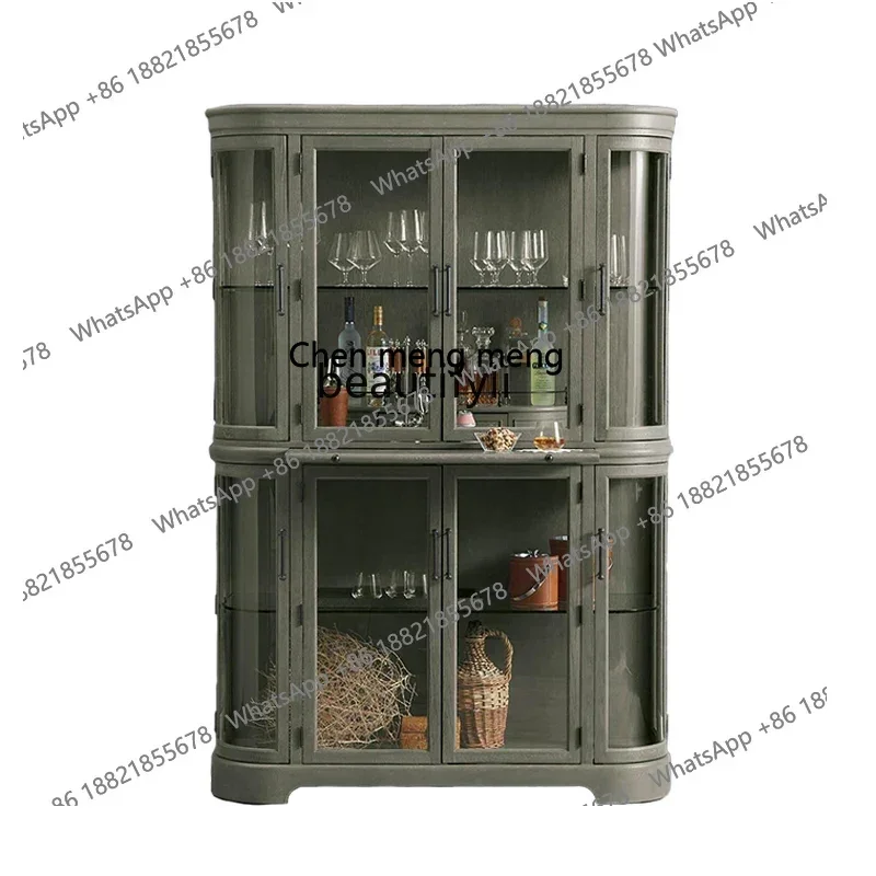 

cc182RFrench solid wood integrated sideboard American household living room wall display cabinet small dining rack