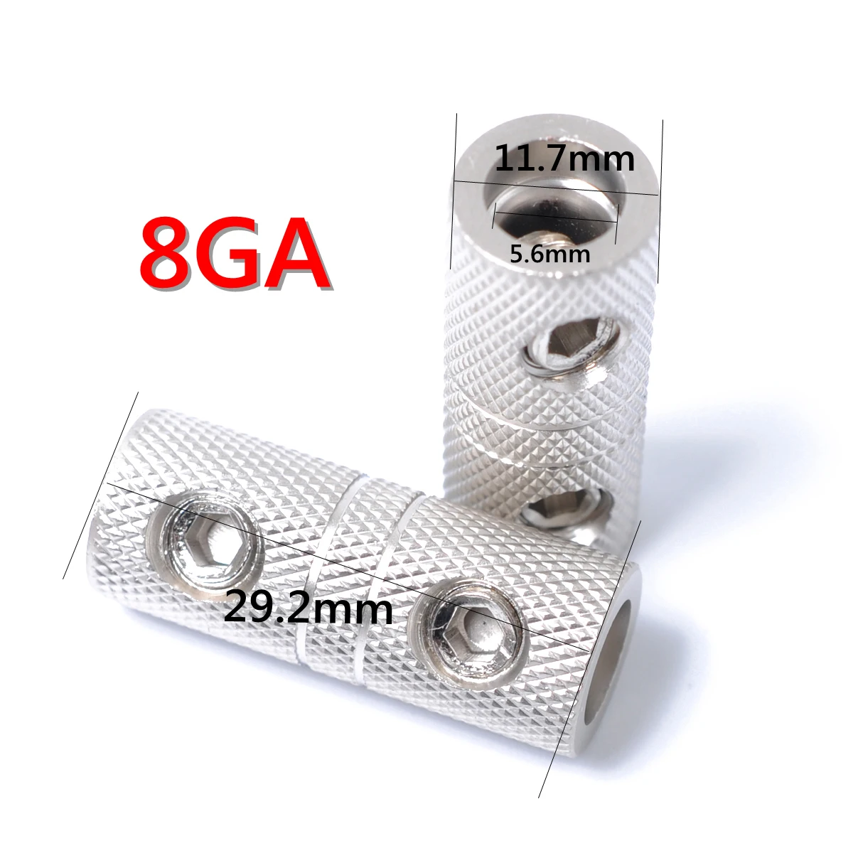 

2 pcs Brass Terminals 8 Gauge IO Durable Wire Connectors Butt Splice Audio Terminal Butt Connector Coupler Cylinder Silver