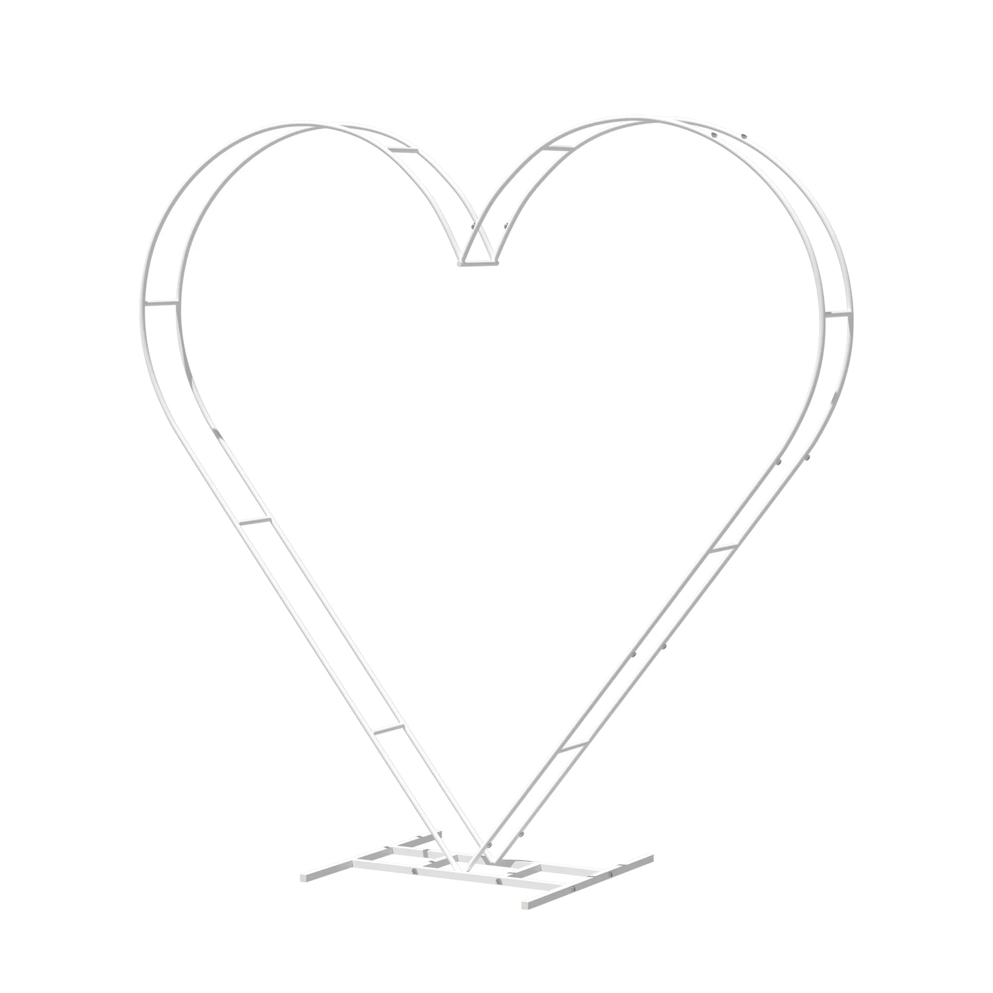 White Heart Shape Wedding Arch Backdrop Stand Metal Flower Balloon Arbors Double Layers Backdrop Frame