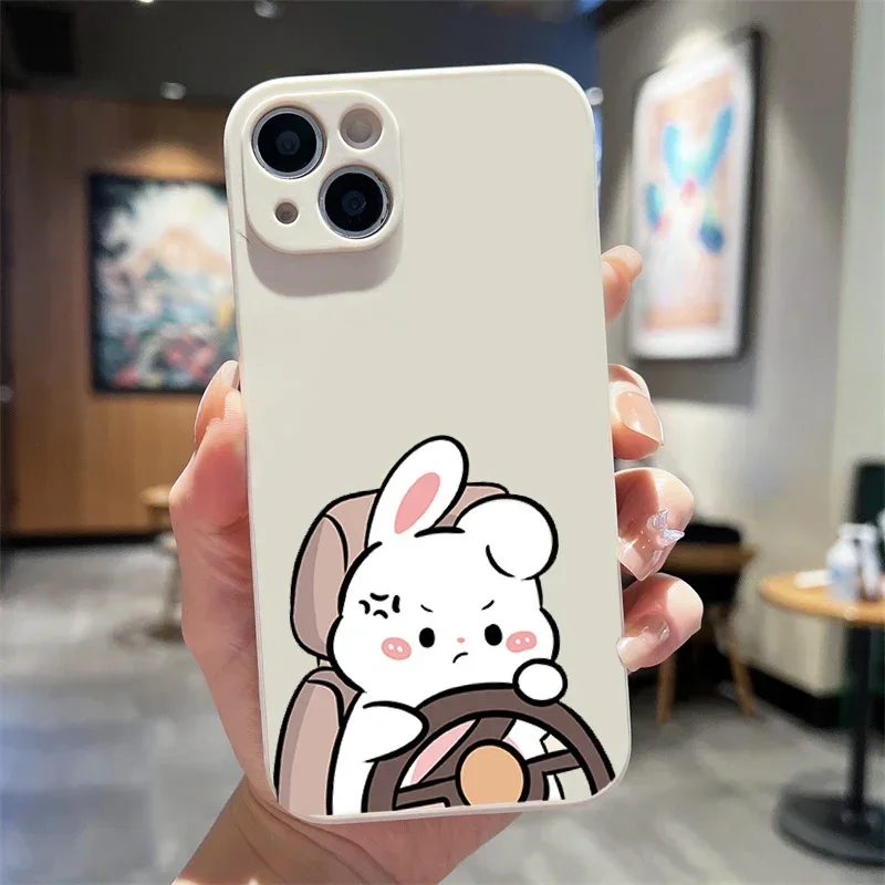 Funny Bunny Bear Lovers Couple Phone Case for IPhone 11 12 15 16 Pro 13 Mini X XS MAX 7 8 14Plus Soft Paired Cover for IPhone 11