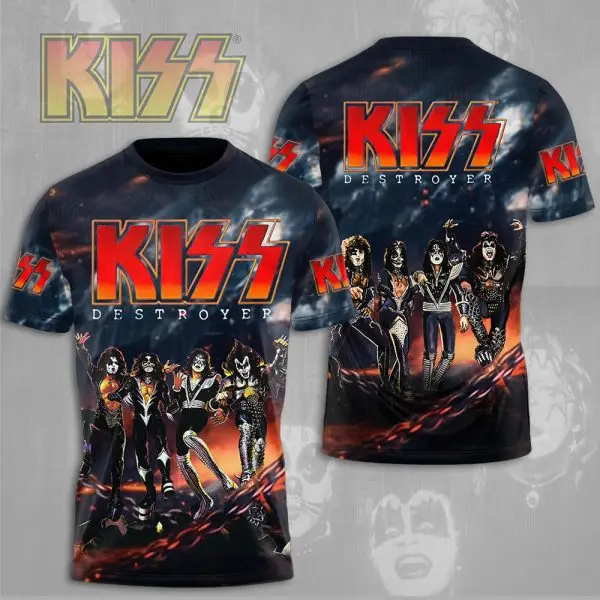 Classic Rock Band Kiss 3D Print T-shirts Fashion Men Women Hip Hop Short Sleeve O-Neck Tops Tees Oversized Street Men's Clothing