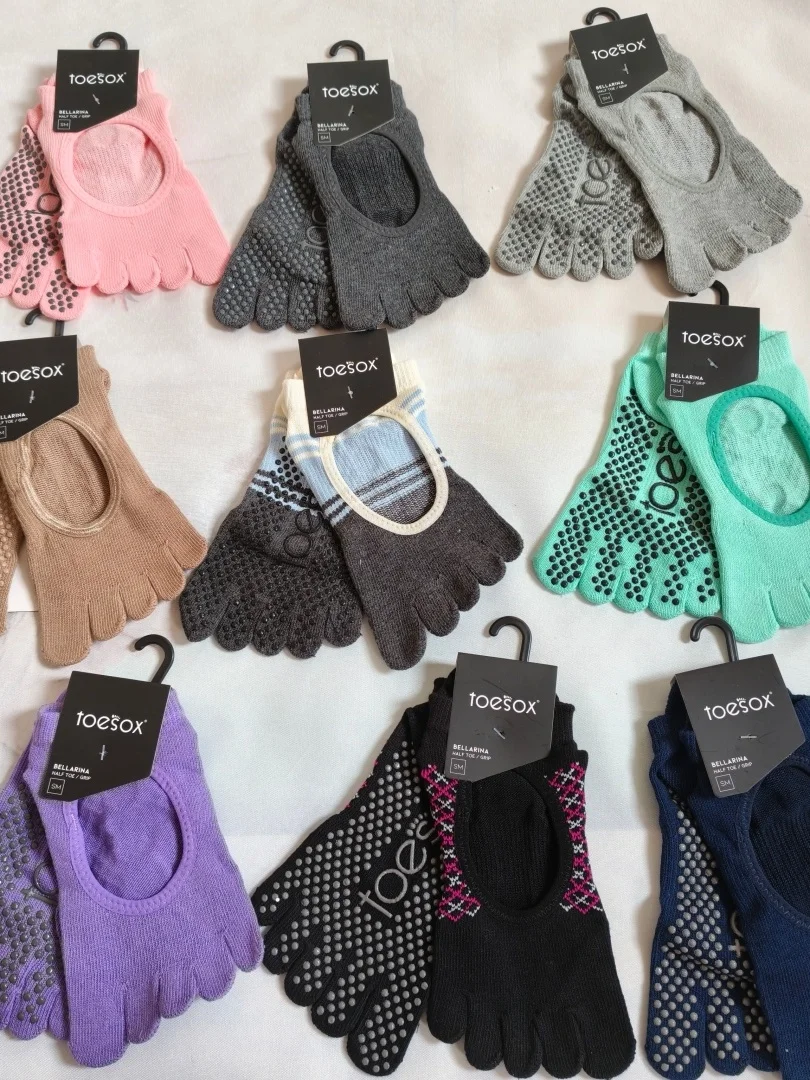 Toesox Yoga Five-Toe Socks Men's Women's Professional Anti-Slip Pilates Dance Fitness Wear Resistant Glue Anti-Slip Gym Floor