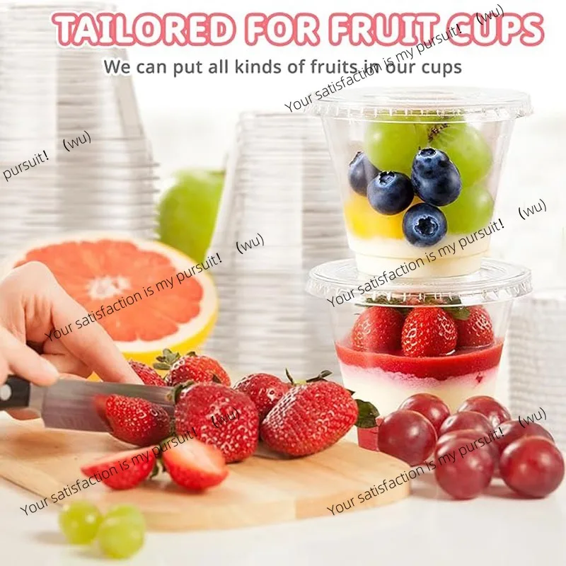 ZOCI-100pcs  disposable plastic cups, transparent dessert cups, dessert cups with lids, fruit drink containers