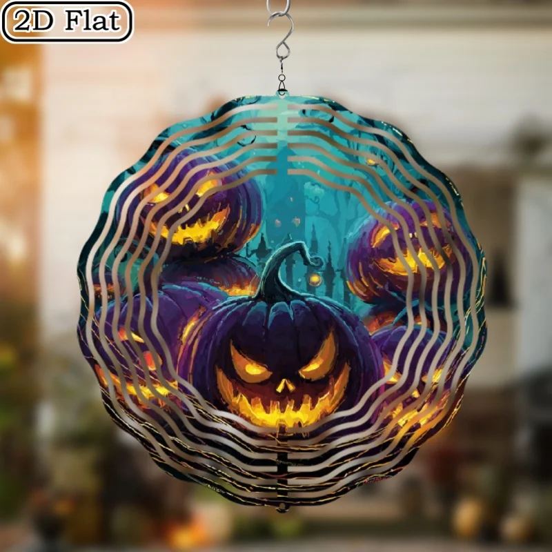 CIFBUY Wind Chime 360° Rotating Wind Spinner Metal Glowing Jack-o-Lantern Garden Patio Yard Outdoor Decor