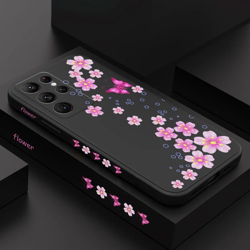 Funda de silicona con flores y plantas abstractas para Samsung Galaxy, S24, S23, S22 Ultra, S21 Plus, FE Note 20, A52, A13, A33, A53, A15, A35, A55