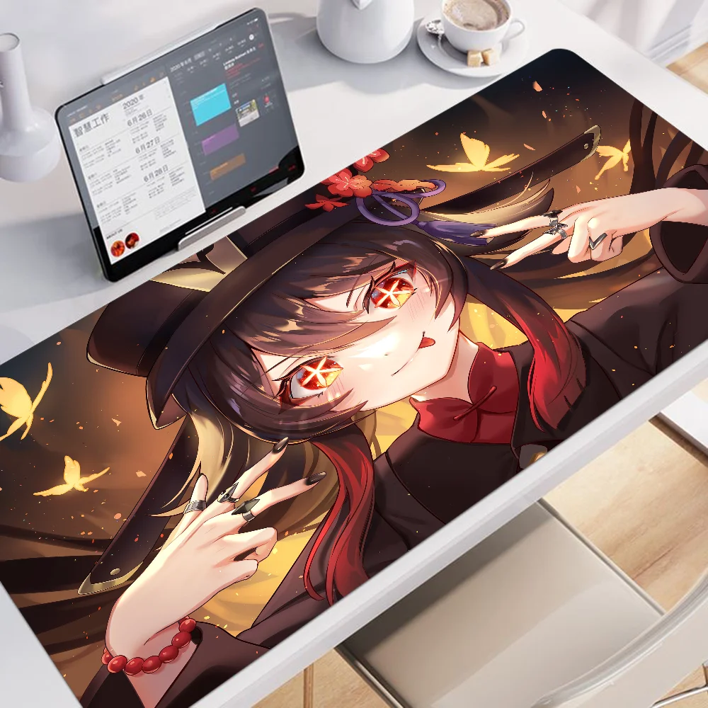 Genshin Impact 80x30cm XL Lockedge Thickened Mouse Pad Oversized Gaming Keyboard Notebook Table Mat For Teen Girls Bedroom