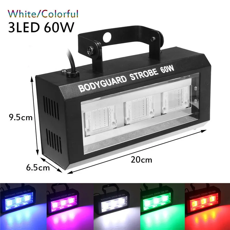 

60W Strobe Light RGB White LED Sound Party Flash Strobo Projector Stage Lighting Effect DJ Disco Club Wedding Holiday Home Party