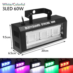 60W Strobe Light RGB White LED Sound Party Flash Strobo Projector Stage Lighting Effect DJ Disco Club Wedding Holiday Home Party