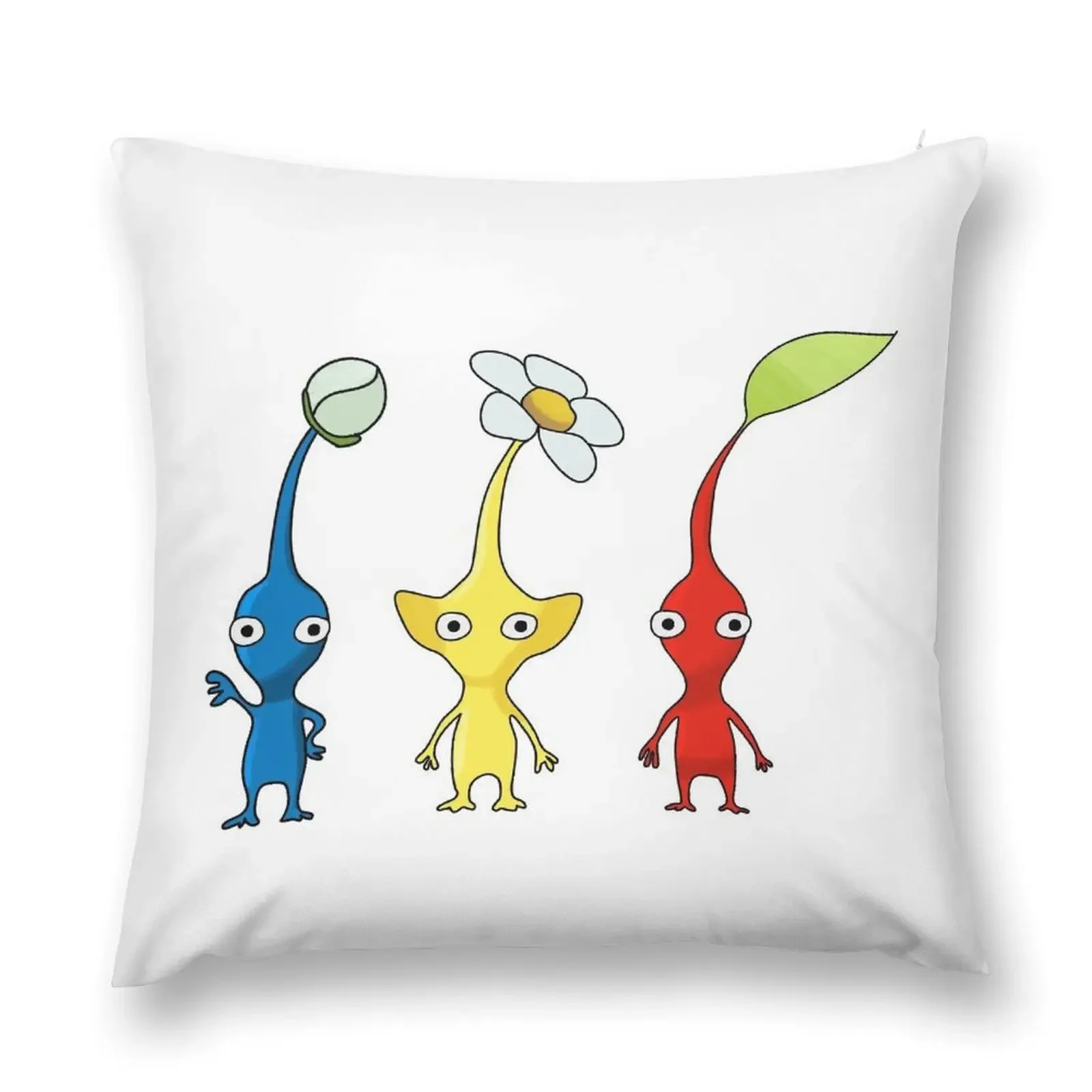 

Blue, Yellow and Red Pikmin Sticker Set Throw Pillow Christmas Pillow Covers anime girl Sitting Cushion pillow