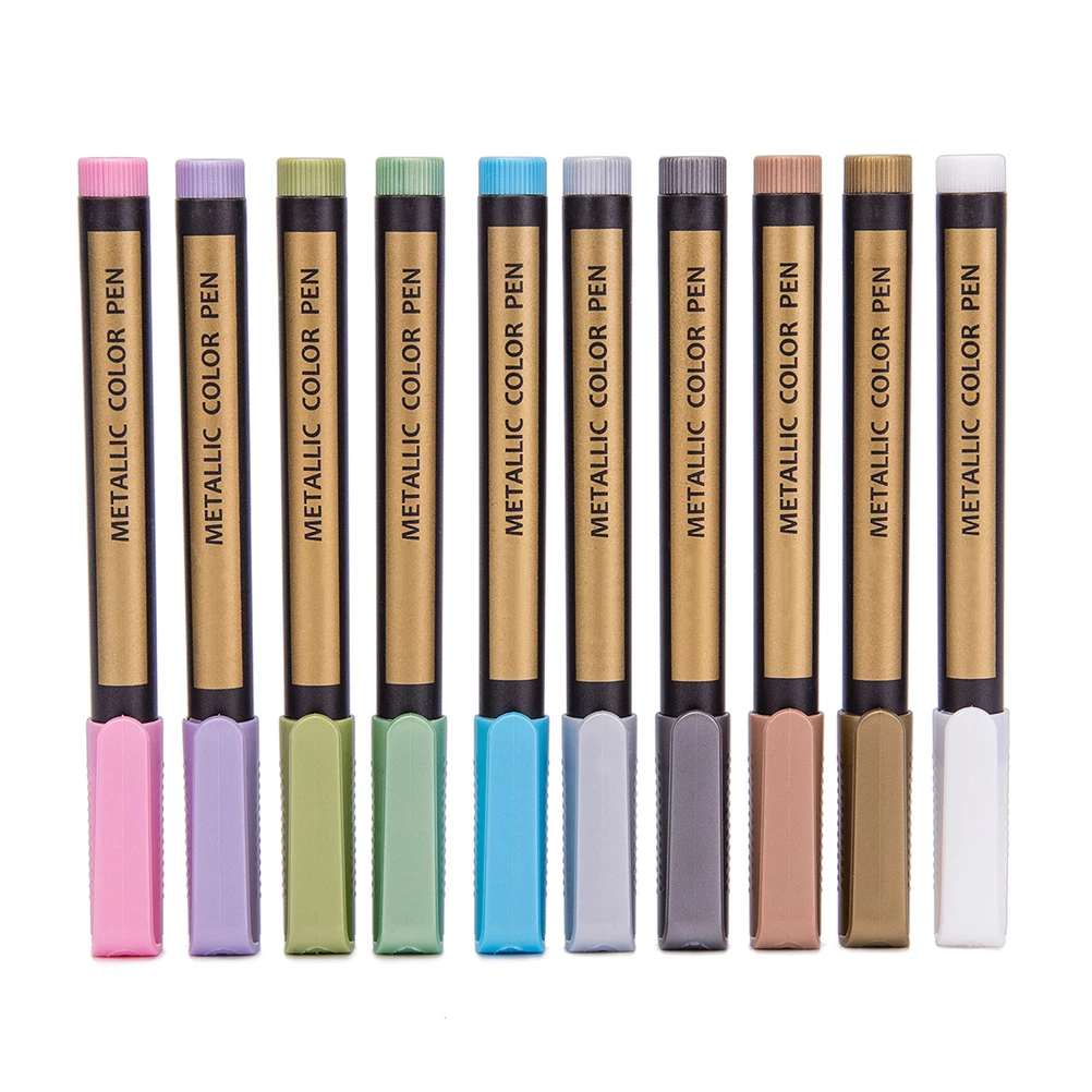 

10pcs Water Paint Marker Pens Metallic Glitter Quick-Drying Smooth Vibrant Colors Marking Highlighting Drawing for Family