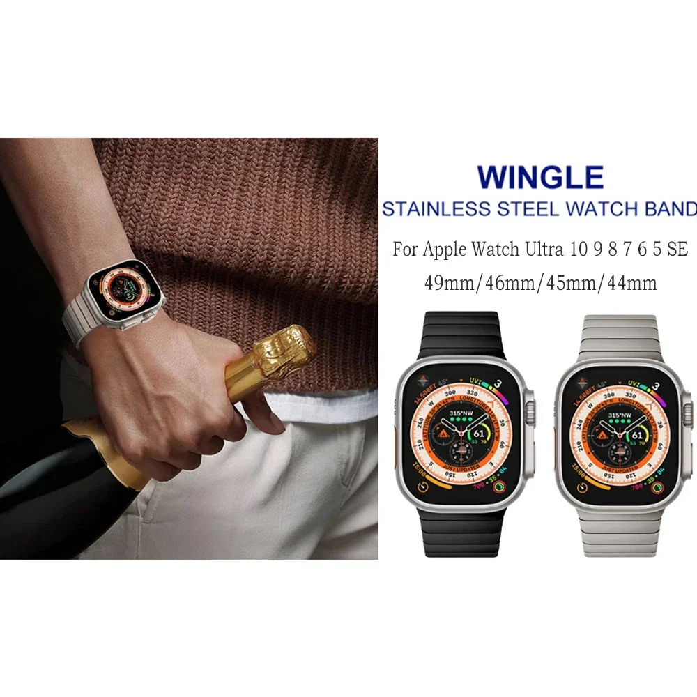 Apple Watch Ultra 2 용 마그네틱 티타늄 메탈 스트랩 49mm 10 46mm 팔찌 손목 밴드 iWatch 9 8 7 6 5 SE 45mm 44mm Correa 밴드
