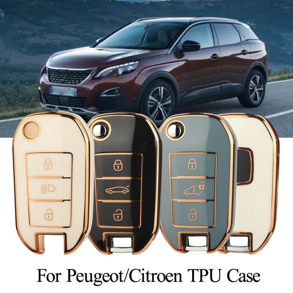 

Jingyuqin 3 BTN NEW Soft TPU Car Key Case For Peugeot 208 308 408 508 2008 3008 4008 For Citroen C3 C4 CACTUS C6 C8 Accessories