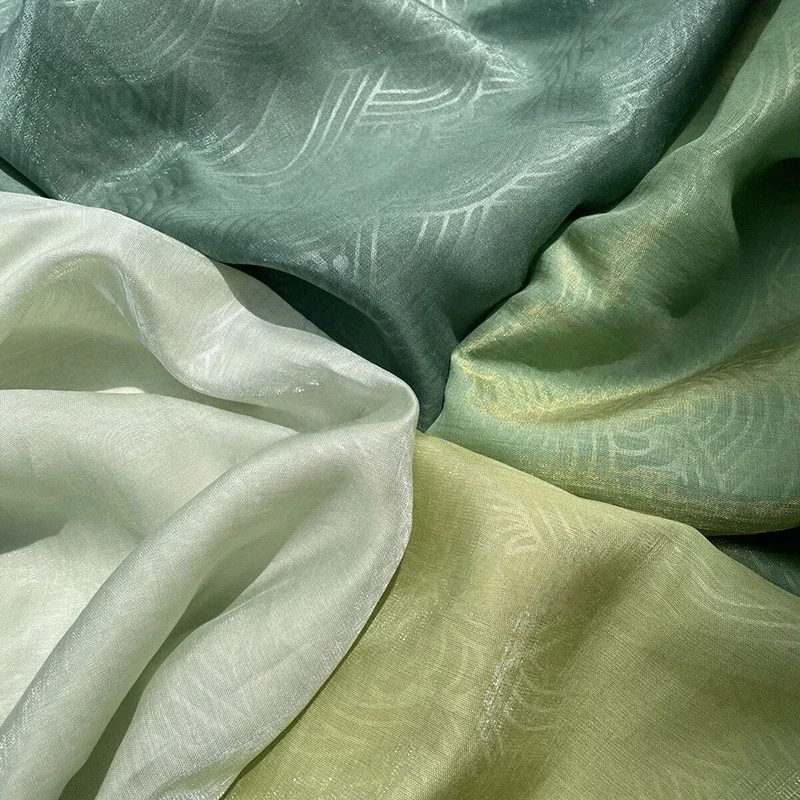 

1m Wave Pattern Fabric New Chinese Style Iridescent Water-Gloss Semi-Transparent Breathable Fabric for Unisex Hanfu DIY Sewing