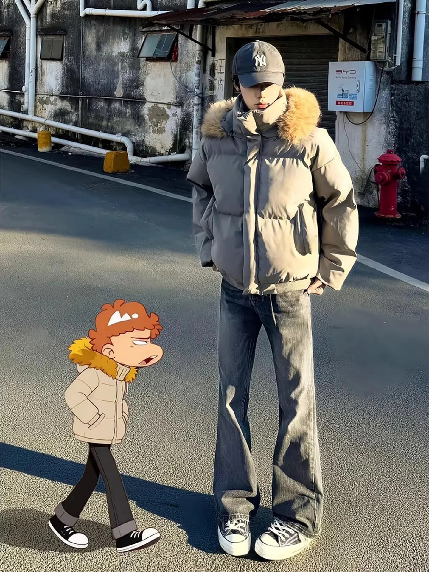 

Мужская зимняя куртка цвета хаки из хлопка с отстегивающимся меховым воротником и капюшоном, теплая, утолщенная, свободного кроя, для повседневной носки