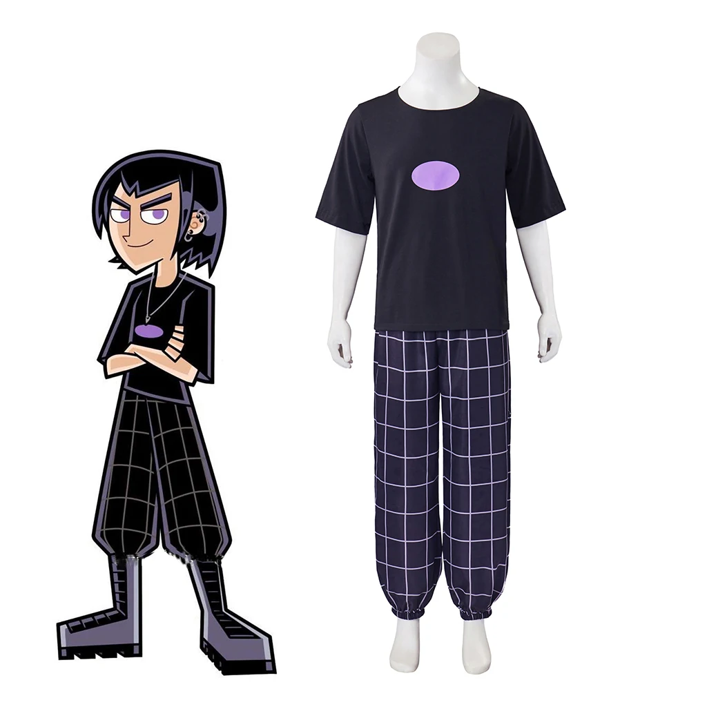 Samuel Manson Cosplay Danny Phantom Costume Adult Men Simple T-shirt Pants Suit Halloween Carnival Party Comic Con Streetwear