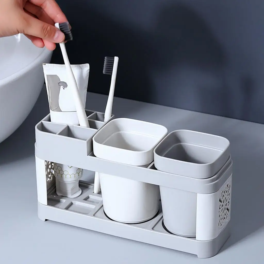 Toothbrush Holder Toothpaste Stand Storage Caddy Set for Adults