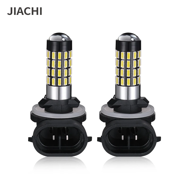 JIACHI 2PCS Super Bright DRL H1 H3 880 881 Led Bulb Fog Lamp Day Running Light 12-24V White 6000K 7000k 3014chip 54smd With Lens