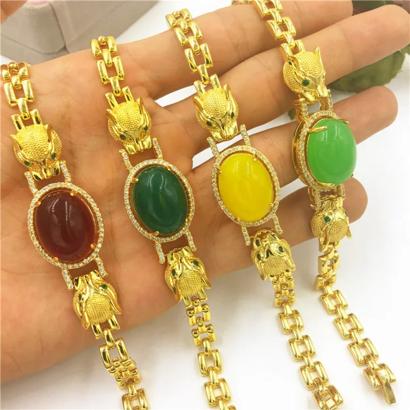 Luxury Fashion Copper Plated Vietnamese Sand Gold Leopard Head Bracelet No Falling Fashion Jewelry for Women