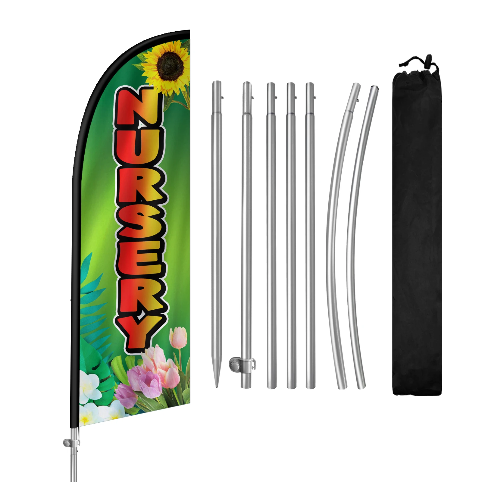 FSFLAG-The Nursery Feather Flag with Aluminum Flagpole, Advertising Outdoor Banner Decoration for Business, 280cm,1Pc