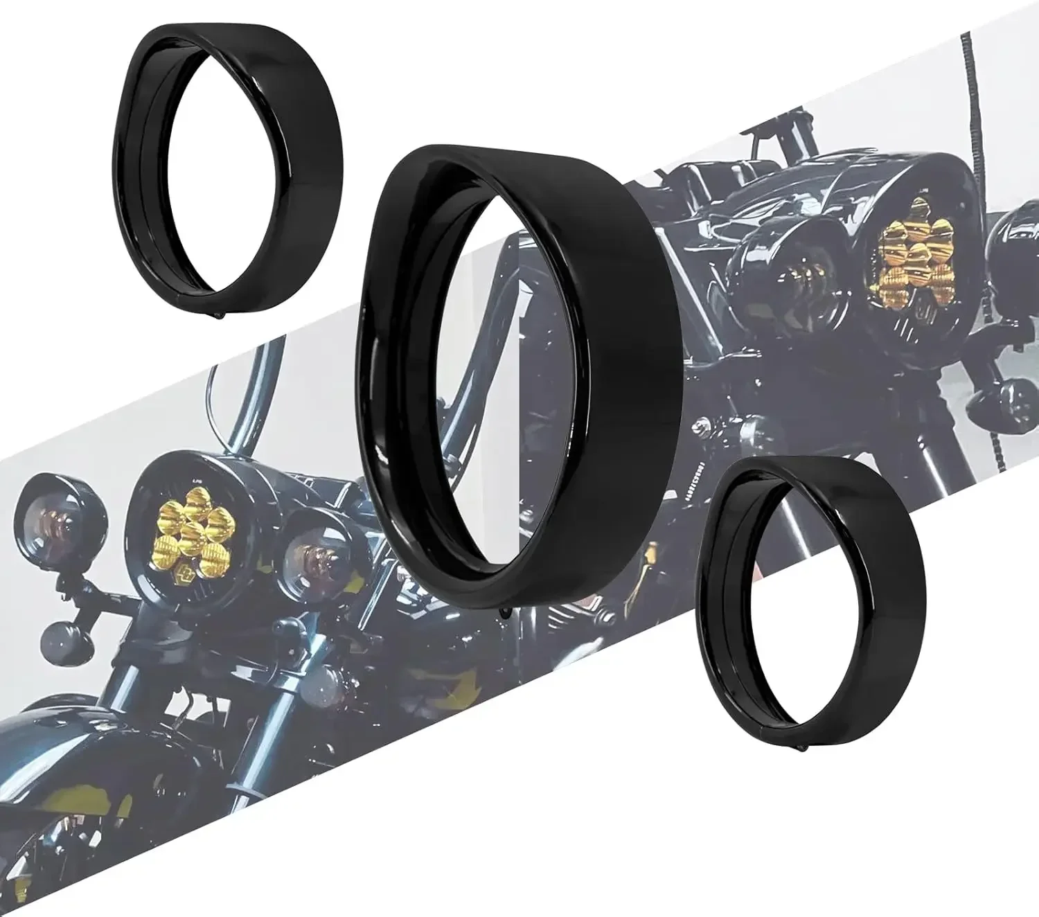 7 inch Headlight Trim Ring Decorate Visor 4 1/2" Fog Light Trim Ring Turn Signal Trim Ring Set Fit for Harley Softail Touring image 5