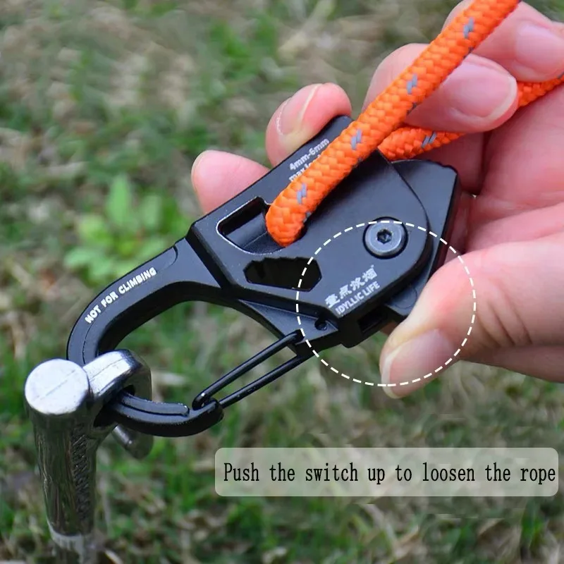 Aluminum Alloy Automatic Rope Tightener Tent Guy Line Adjuster Windproof Canopy Cord Fastener Buckle for Camp Awning Tarpaulin