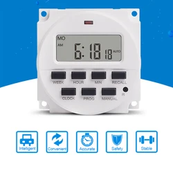 Second Interval 5V 12V 110V 220V Power Supply 7 Weekly Programmable Digital Electronic Lighting Daily Timer Switch