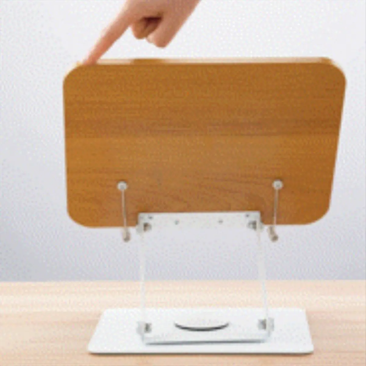 dtc6-360°rotating-base-book-stand-holder-for-reading-hands-free-foldable-book-display-stand-with-paper-clips-wood-panel-stand