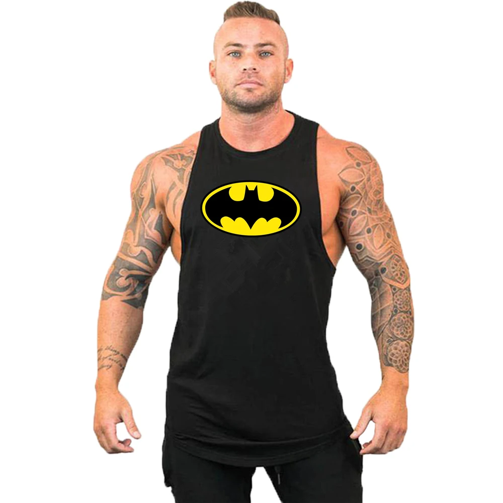 Bodybuilding and fitness summer men's cute and creative teeth printed muscle sportswear sweatshirt sleeveless refreshing vest