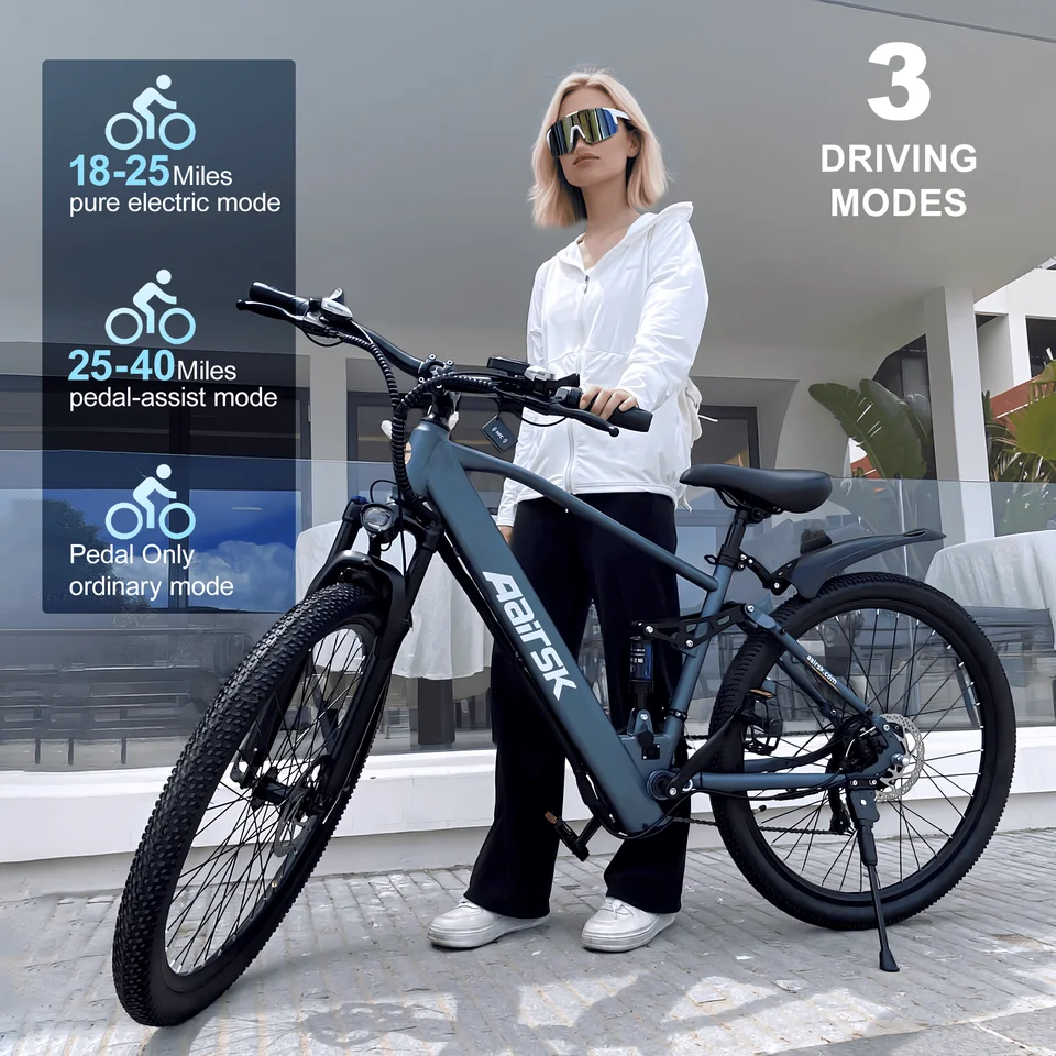 Electric Bike for Adults, 750W Peak Ebike, 40Miles 25MPH Electric Mountain Bike, 24''/26" Adult Electric Bicycle with 36V Battery, 21 Speed, Full Suspension, UL 2849 Certified image 10