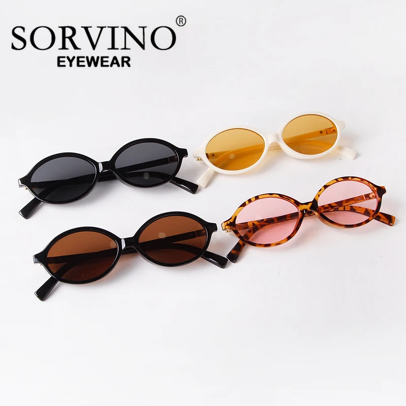 SORVINO 2025 Zwarte Kleine Ovale Vrouwen Mannen Zonnebril Retro Vintage UV400 Shades PC Frame Casual Vrouwelijke Zonnebril