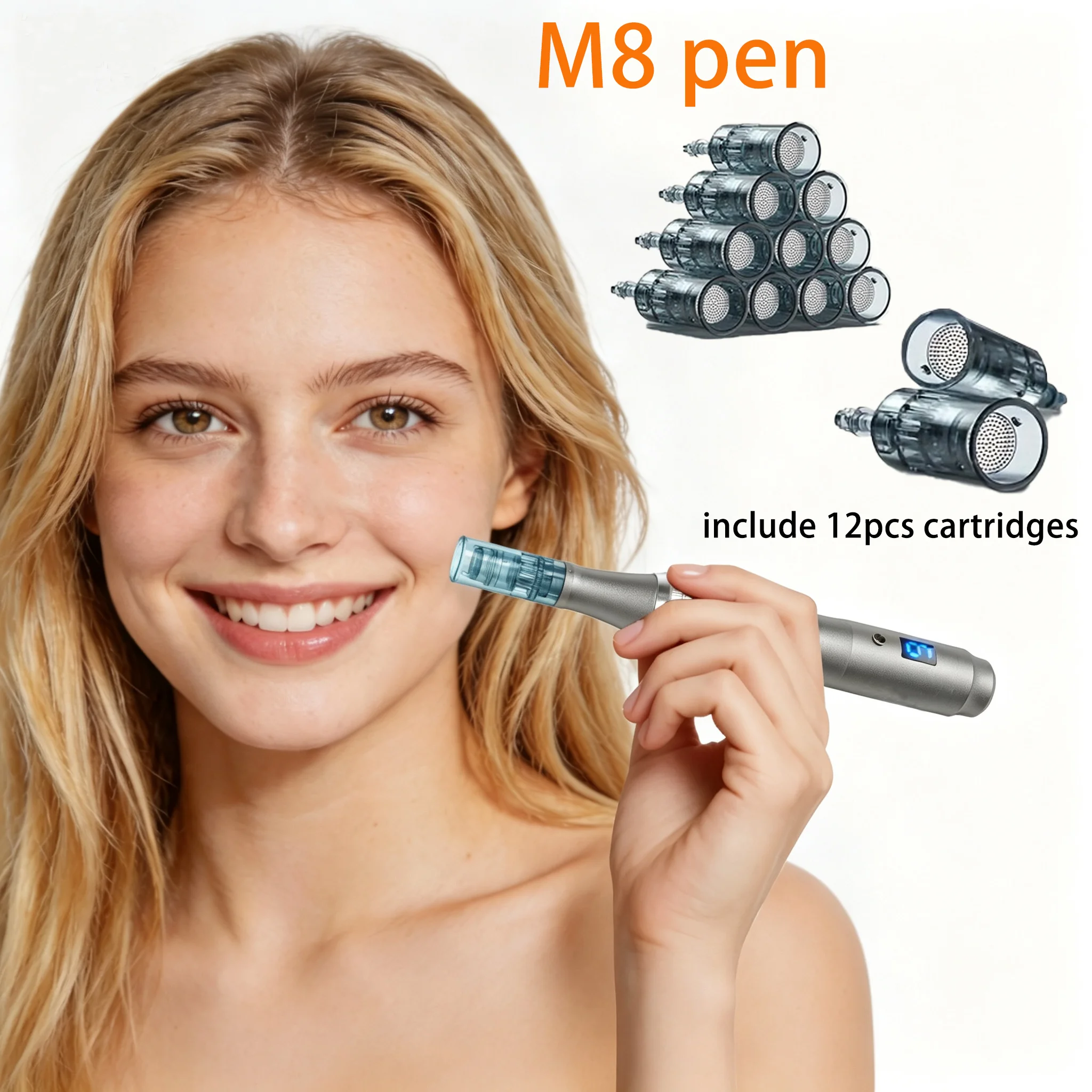 Professional Microneedling Auto Derma Pen M8 Micro Needling Dermapen Kit For Skin Care Include 12pcs Cartridges Needle Length 0.25mm