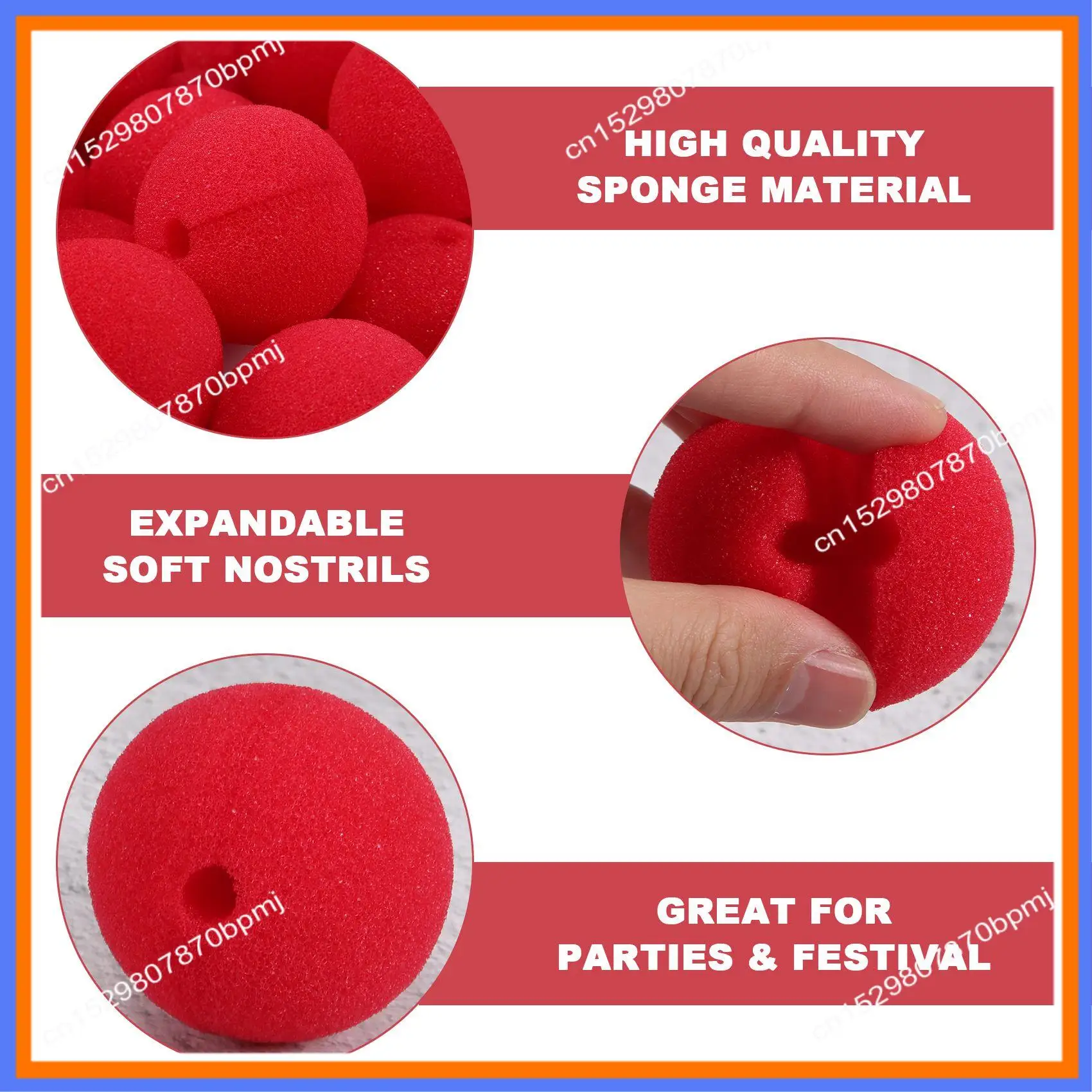 

BAAE 30PCS 2X2inch Cosplay Noses Red Clown Nose For Party Halloween Costume Supplies Christamas