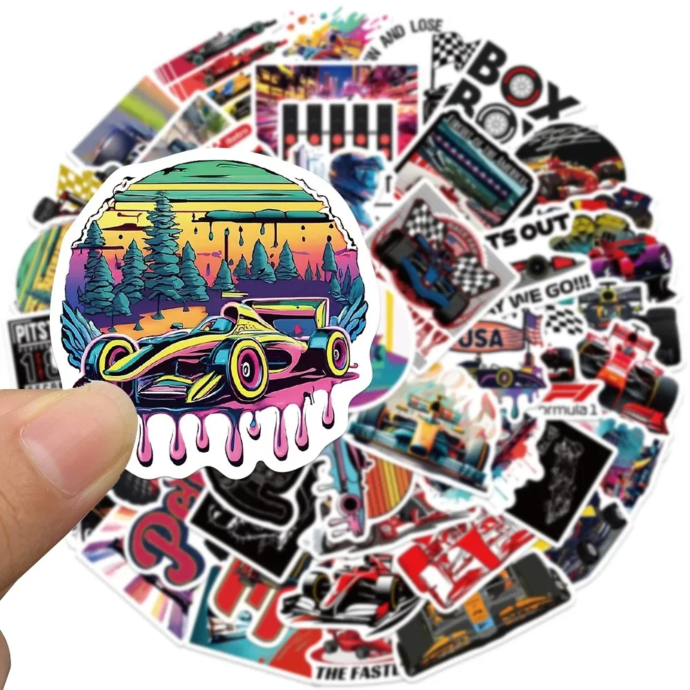 10/30/50pcs F1 Formula One Racing Stickers Funny Cartoon Graffiti Decal Laptop Luggage Skateboard Motorcycle Bike Helmet Sticker