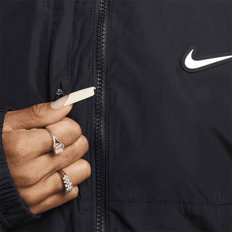 Nike Sports Jackets Women And Men Unisex Black TAT Pure color Logo Splicing Stand collar Zipper style S-XXL FN7666-010
