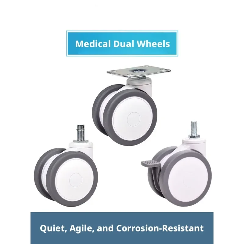4 Pcs Equipment Casters White Double-piece Universal Wheels Various Wheels Pulley Wheels Table Chair