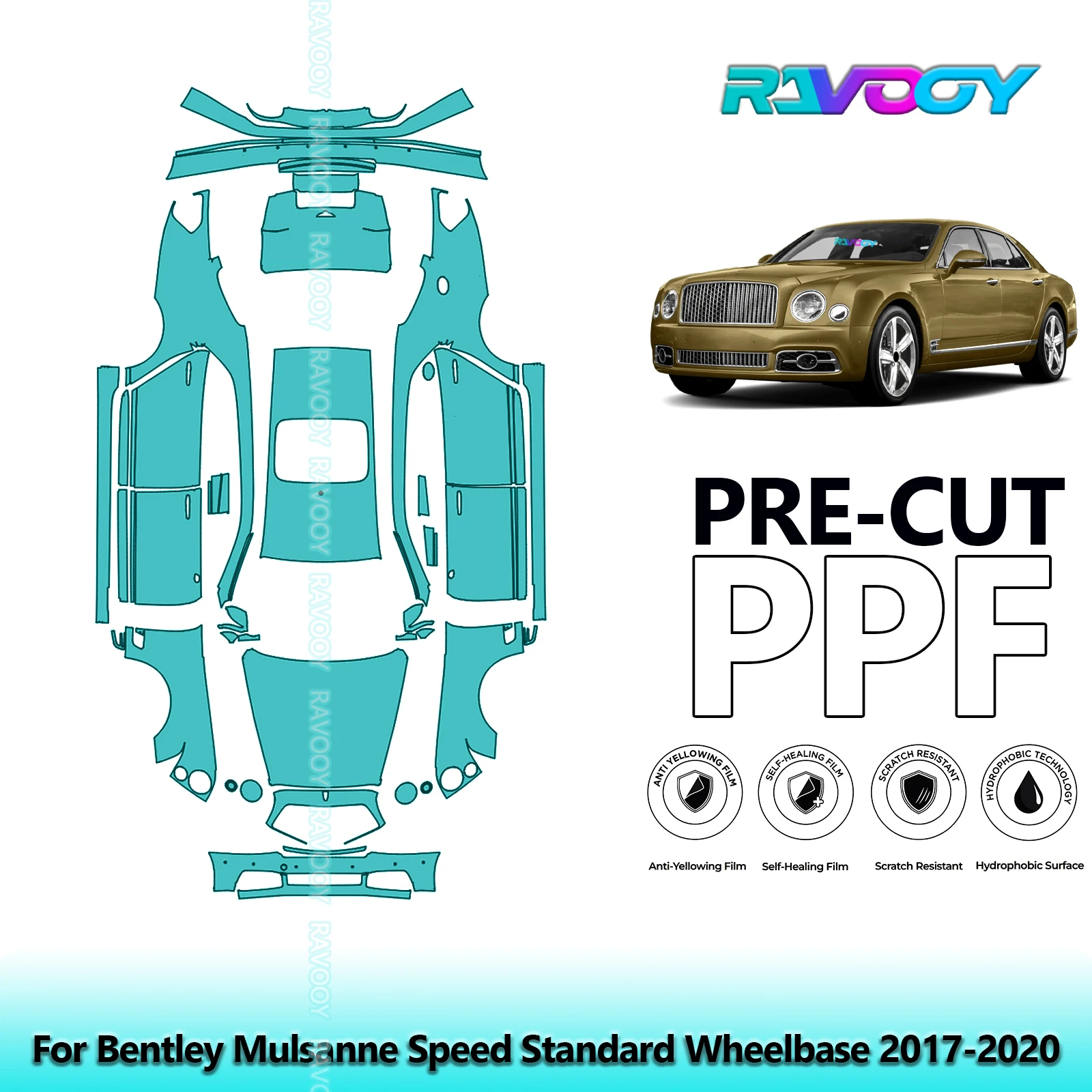 

Full Vehicle Clear Bra Precut PPF Paint Protection Film For Bentley Mulsanne Speed Standard Wheelbase 2017-2020