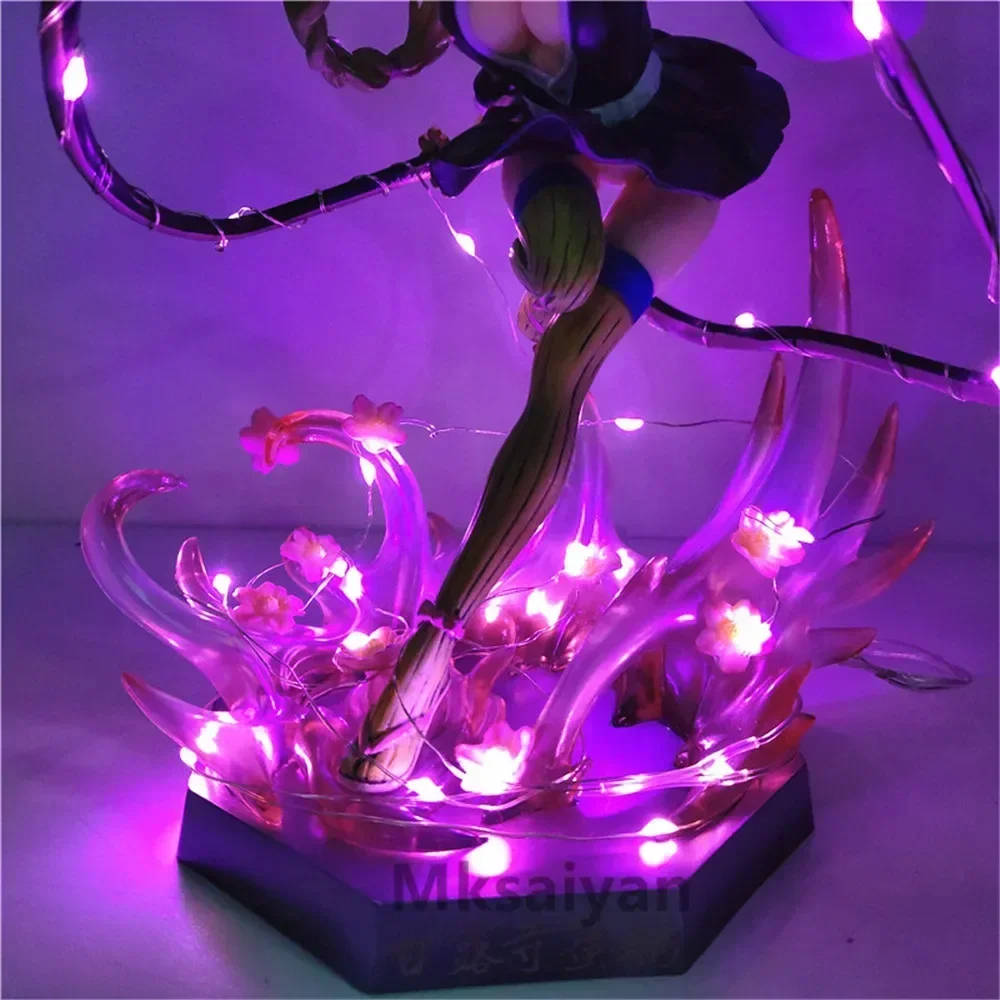Figurines d'anime Demon Slayer Kanroji Mitsuri PVC Led jouets de bricolage Kimetsu no Yaiba 21 cm décor chambre veilleuse visuelle figurine d'action