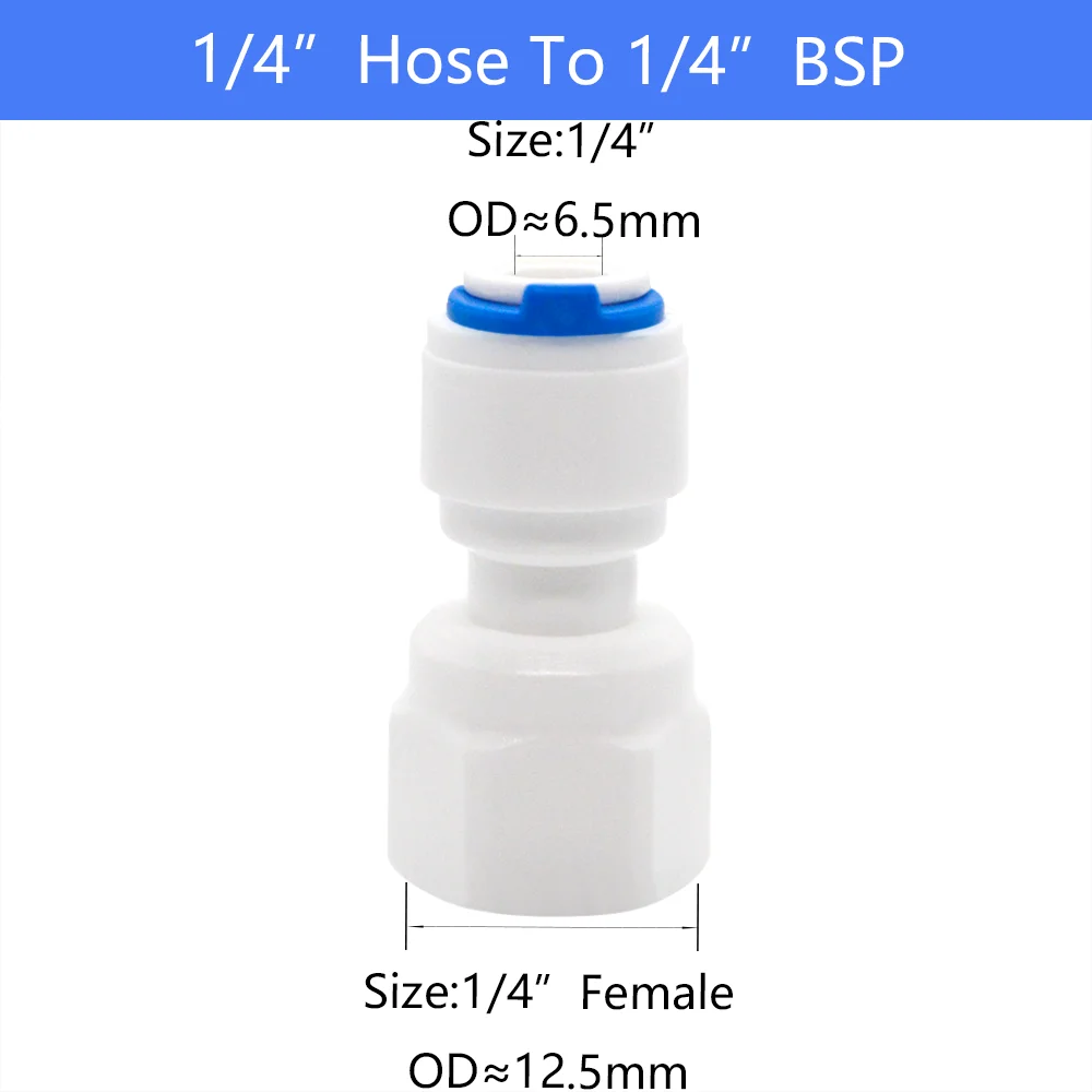 YQBS-accesorios para acuario RO, conector rápido 1/8, 1/4, 3/8, 1/2, adaptador de rosca hembra 3/4BSP, tubo de combinación recta