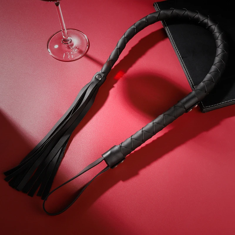 High Quality Pu Leather Pimp Whip Racing Riding Crop Party Flogger Hand Cuffs Queen Black Horse Riding Whip