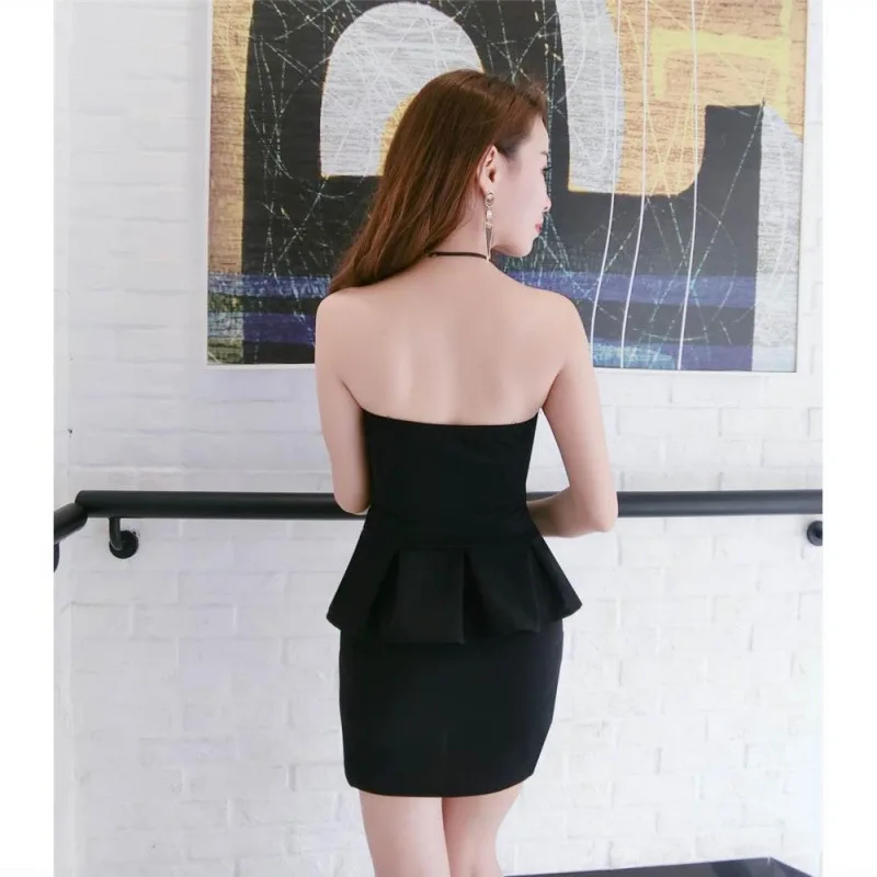 2025 European American Style Women's Sexy Nightclub Bandeau Tight Sheath Short Dress Slim Fit Slimming Tube Top