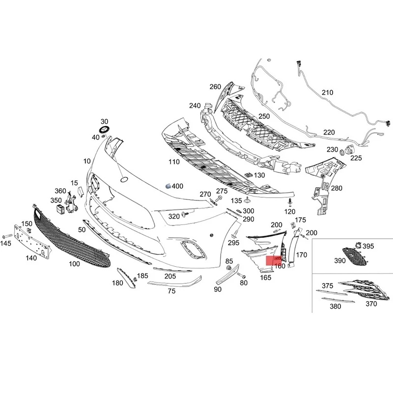 Lower right side of protective cover, inside W177 A160 180 200 A1778853903 A1778853803