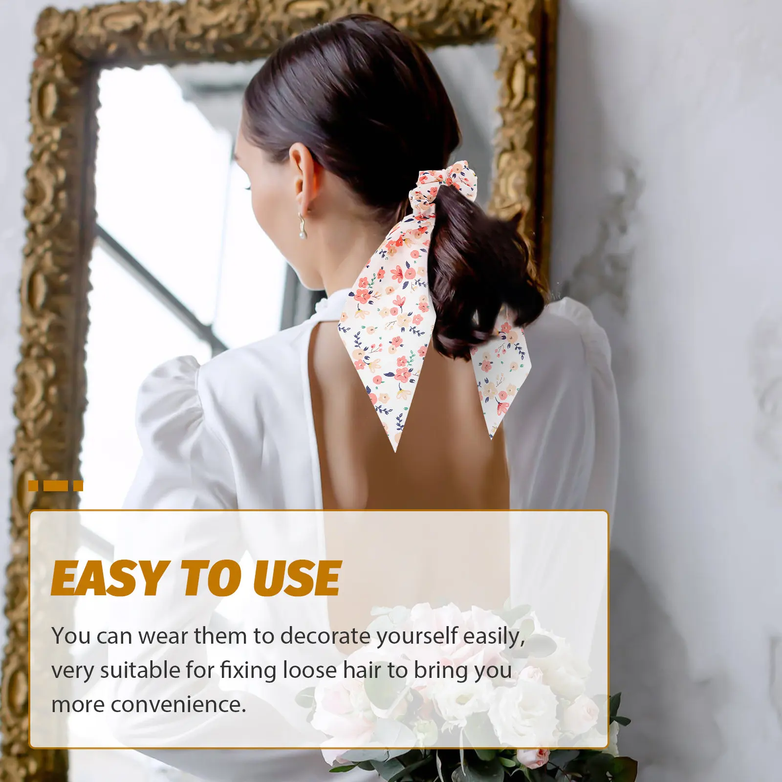 

5pcs Scrunchies For Women Long Tail Ribbon Fabric Hair Ties Stretchable Ponytail Holders Women Hair Accessories
