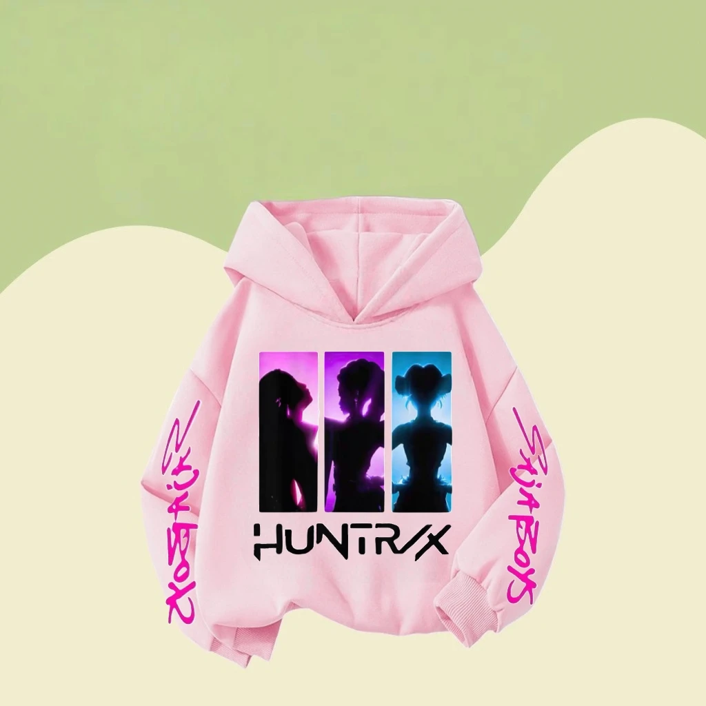 

Toddler Popular KPOP Huntrix Hoodies Different Colors Casual Pullover Kid Cotton Knit Loose Costume Sporty Casual Crew Neck Wear