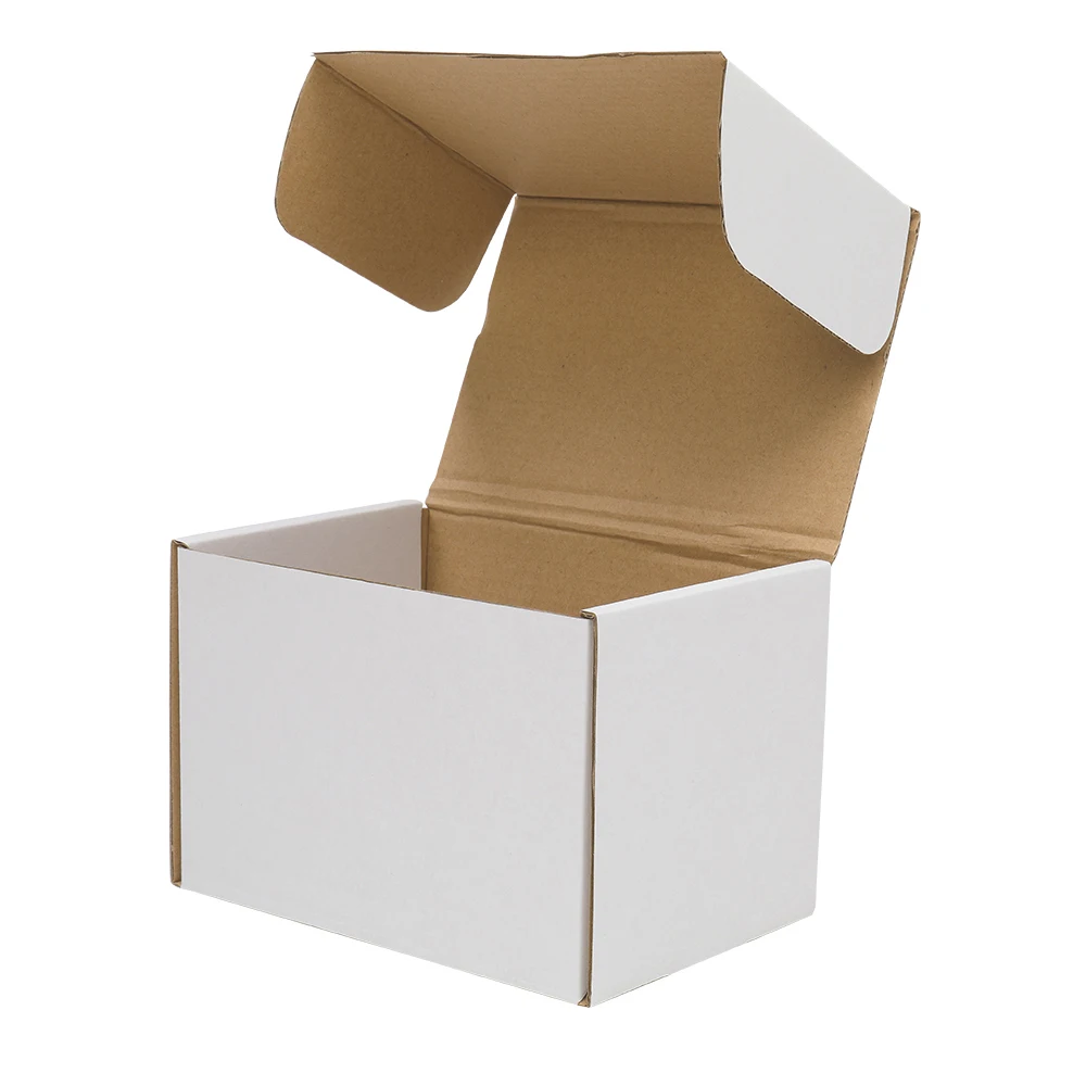 50 cajas de papel corrugado, 6x4x4 "(15,2x10x10cm), blanco exterior y amarillo interior