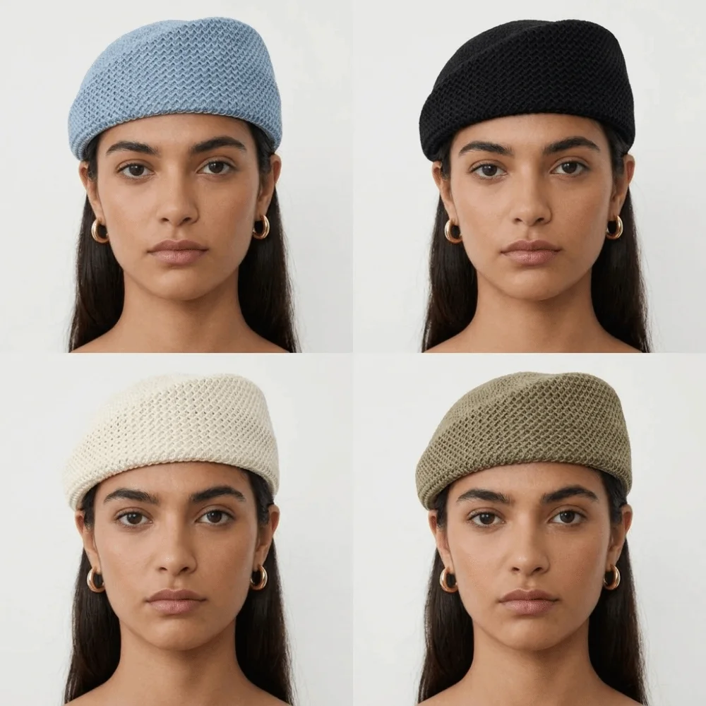 Breathable Thin Fabric Women’s Beret Hat Shaped Structure Structured Crown Duck Tongue Cap Closed Weave Lightweight Design
