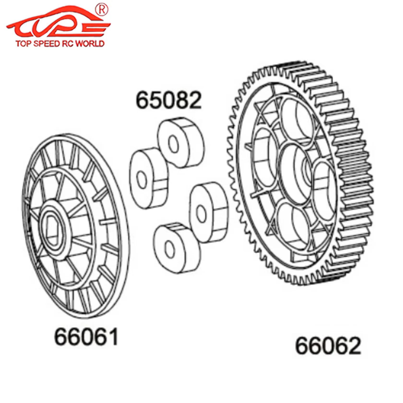 Kit d'engrenage droit en plastique ou en métal, 57 dents ou douille d'amortisseur pour pièces de camion 1/5 Hpi Rofun Rovan Km Mcd Redcat Rcmk Baja 5b 5t 5sc